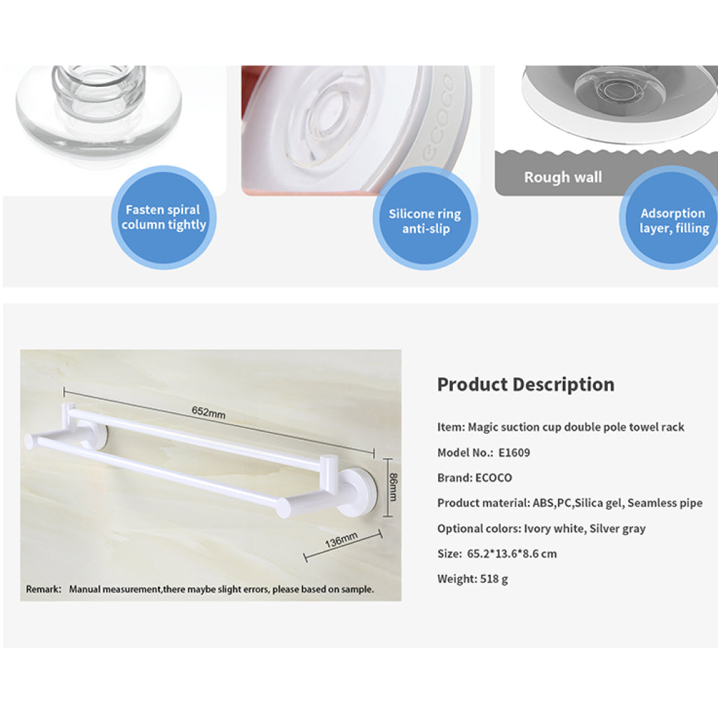 Dvouramenný držák na ručníky s přísavkou