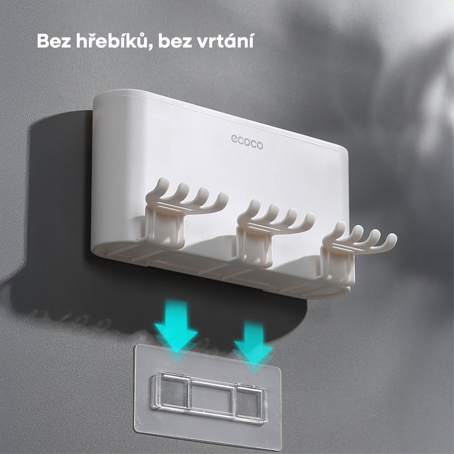 Nástěnný držák se skleničkou na zubní kartáčky (2ks)