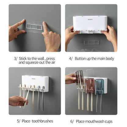 Nástěnný držák se skleničkou na zubní kartáčky (3ks)