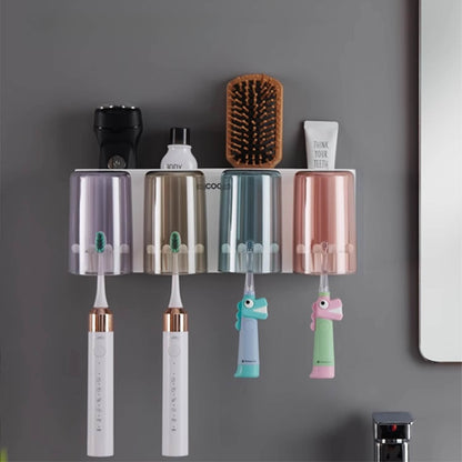 Nástěnný držák se skleničkou na zubní kartáčky (3ks)