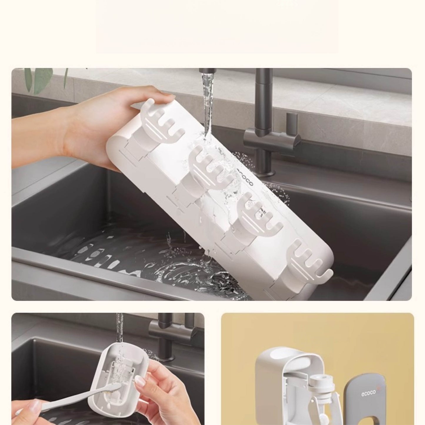 Nástěnný držák se skleničkou na zubní kartáčky (3ks)