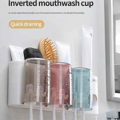 Nástěnný držák se skleničkou na zubní kartáčky (3ks)