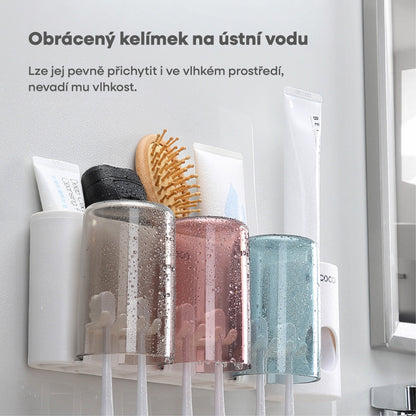Nástěnný držák se skleničkou na zubní kartáčky (3ks)