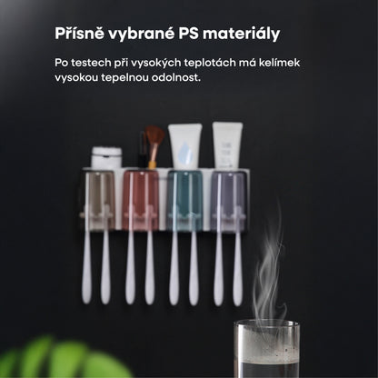 Nástěnný držák se skleničkou na zubní kartáčky (3ks)