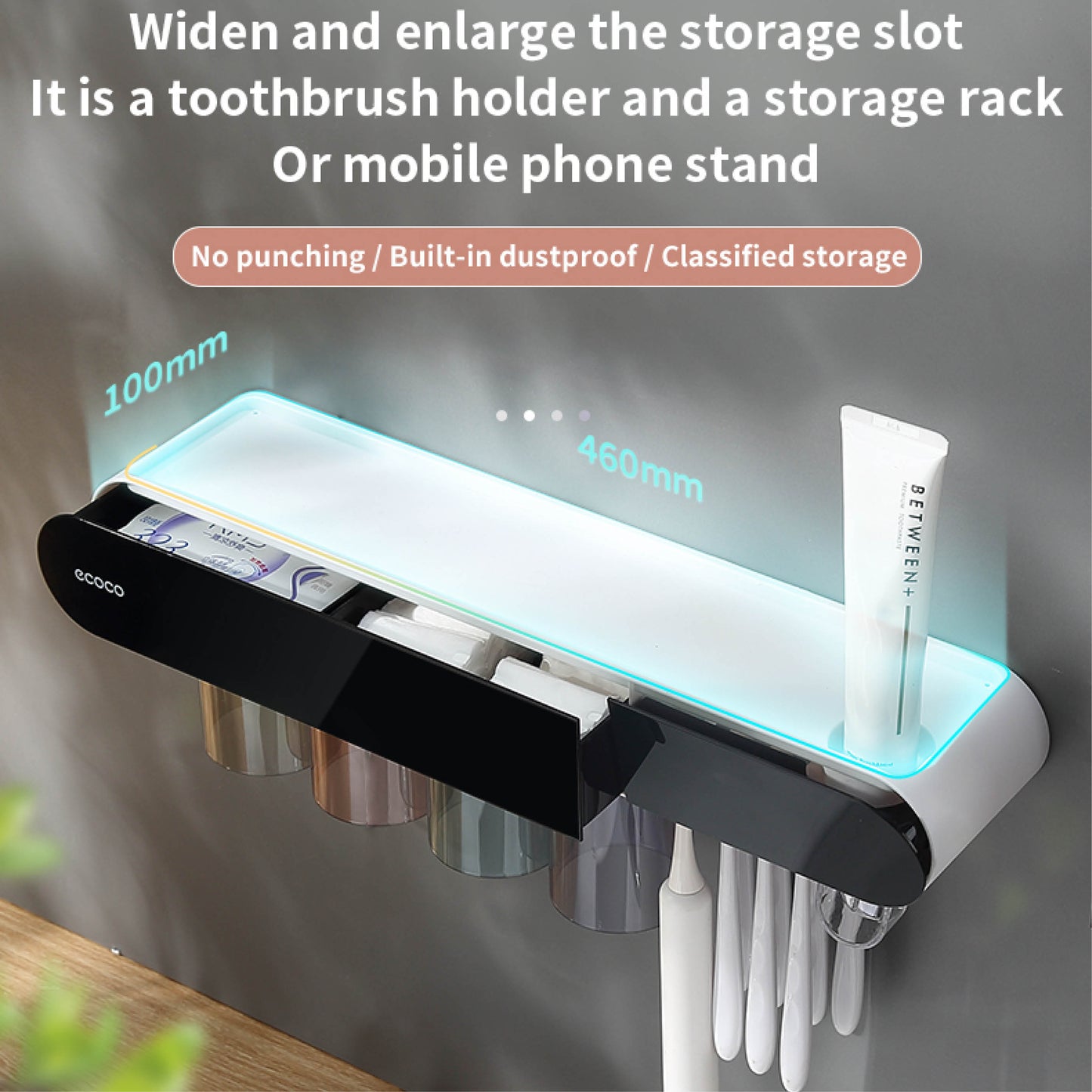 Magnetický nástěnný držák na zubní kartáčky