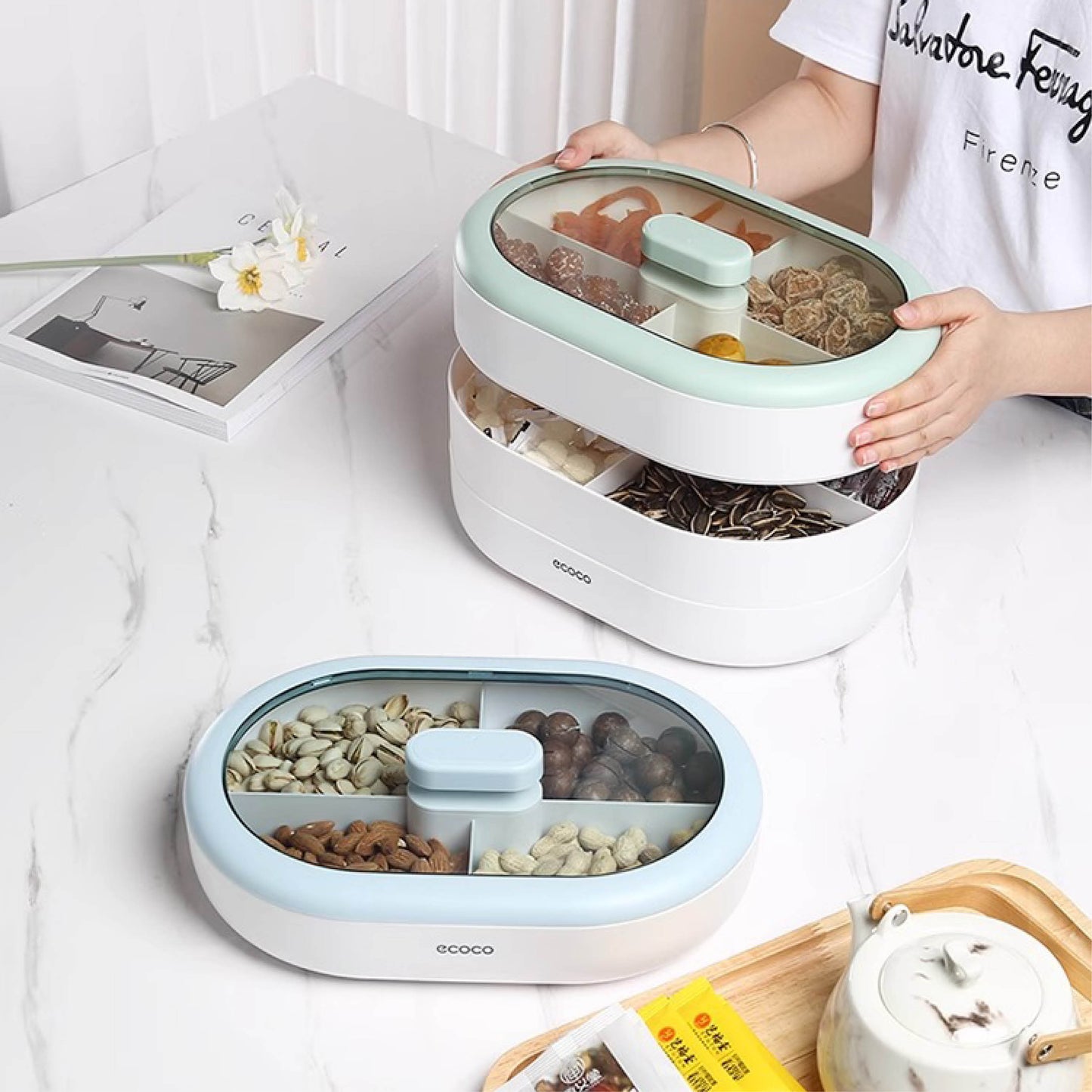 Krabička na potraviny s oddělovacím tácem (dvouvrstvý)