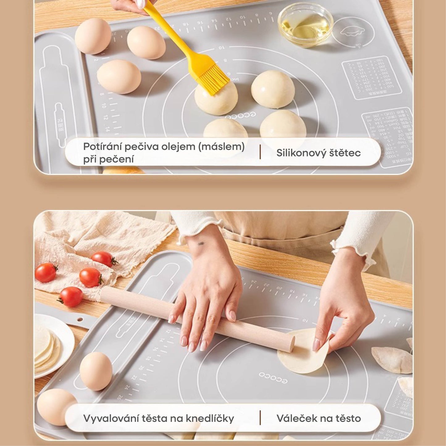 Silikonový vál na těsto (600x450mm)