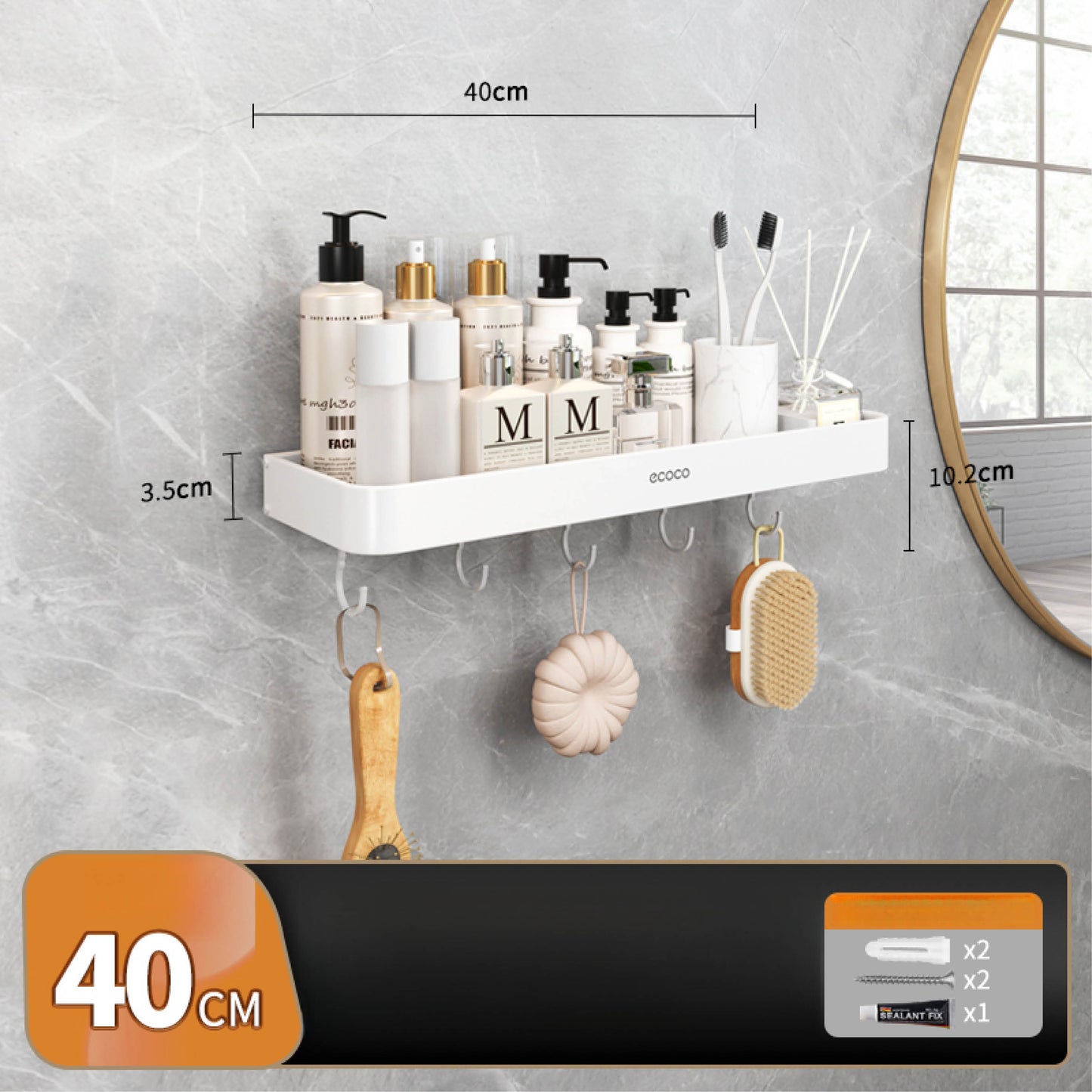 Odnímatelná nástěnná polička (40 cm)