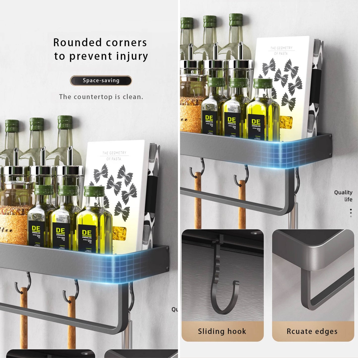 Odnímatelná nástěnná polička (60 cm)