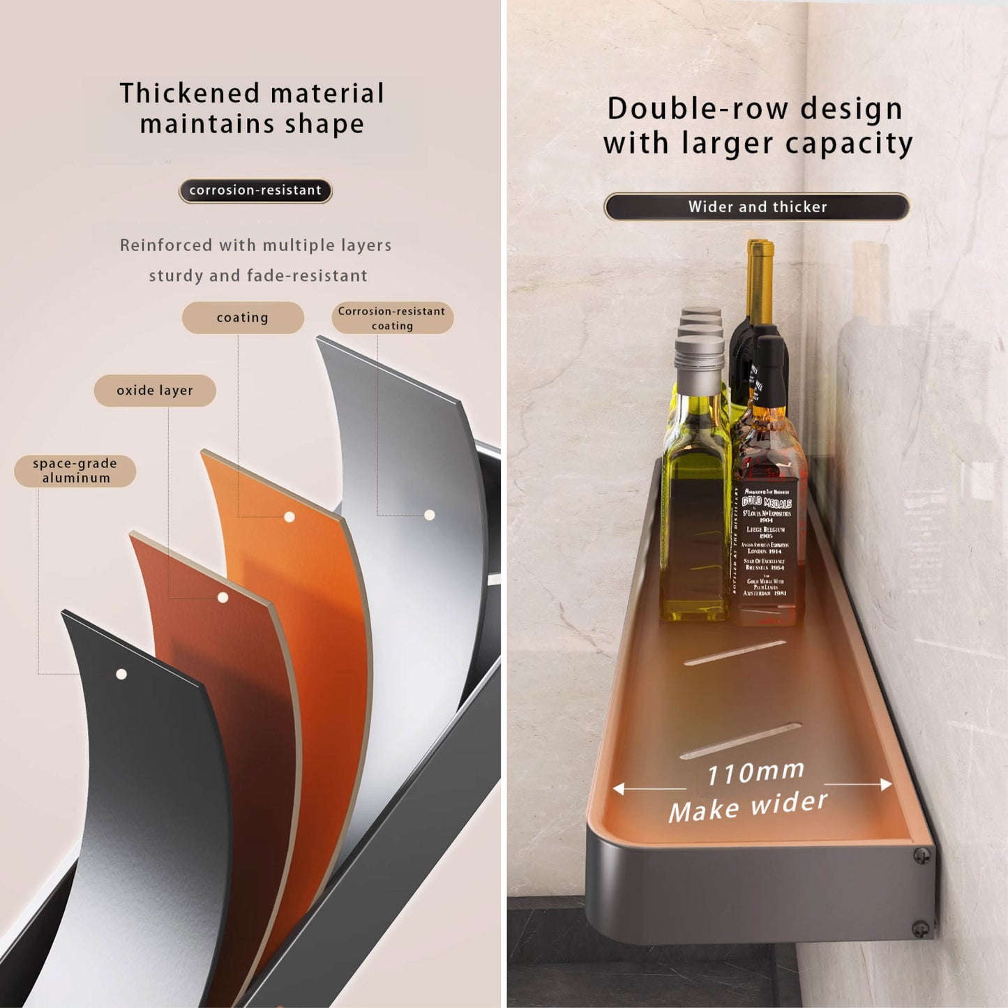 Odnímatelná nástěnná polička (60 cm)