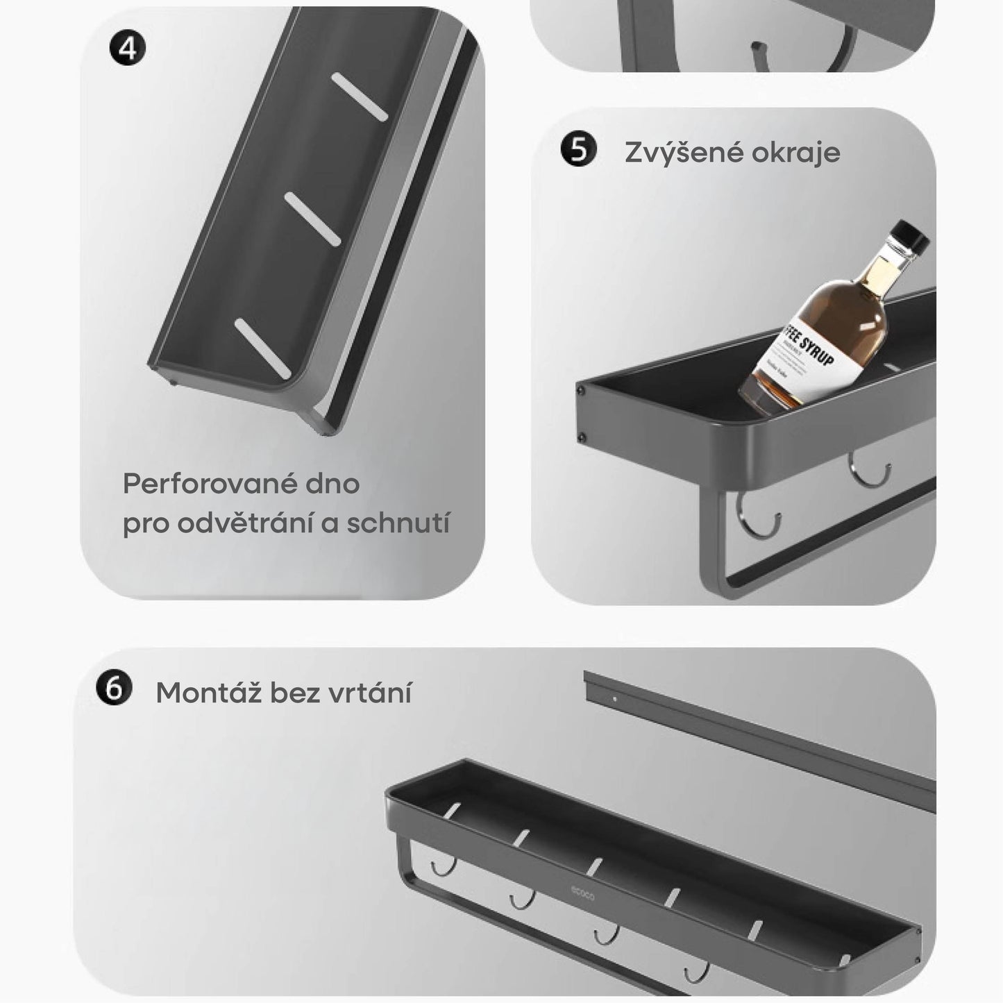 Odnímatelná nástěnná polička (60 cm)