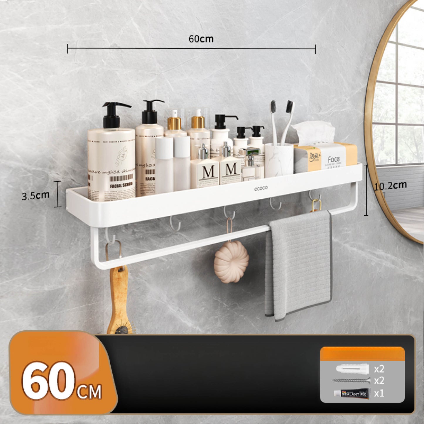 Odnímatelná nástěnná polička (60 cm)