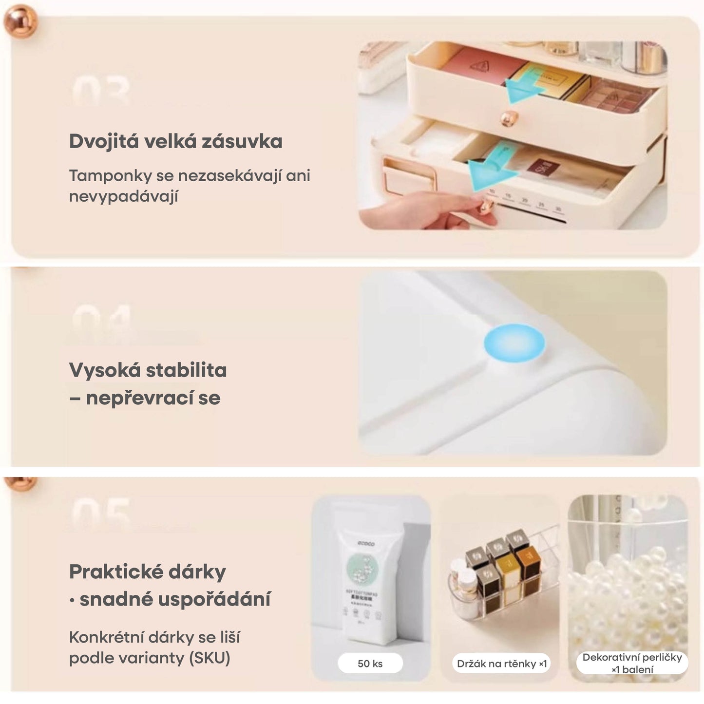 Organizér na kosmetiku