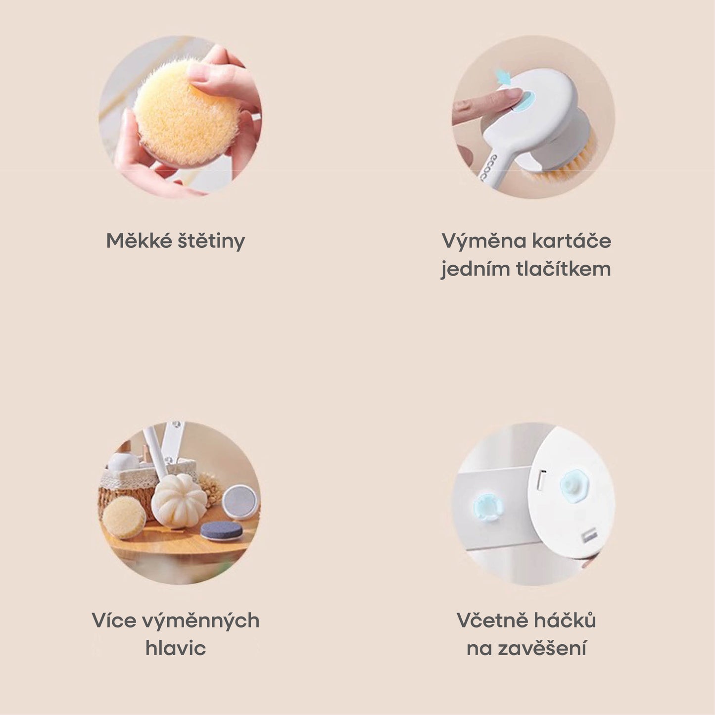 4in1 Sprchový kartáč - odnímatelný