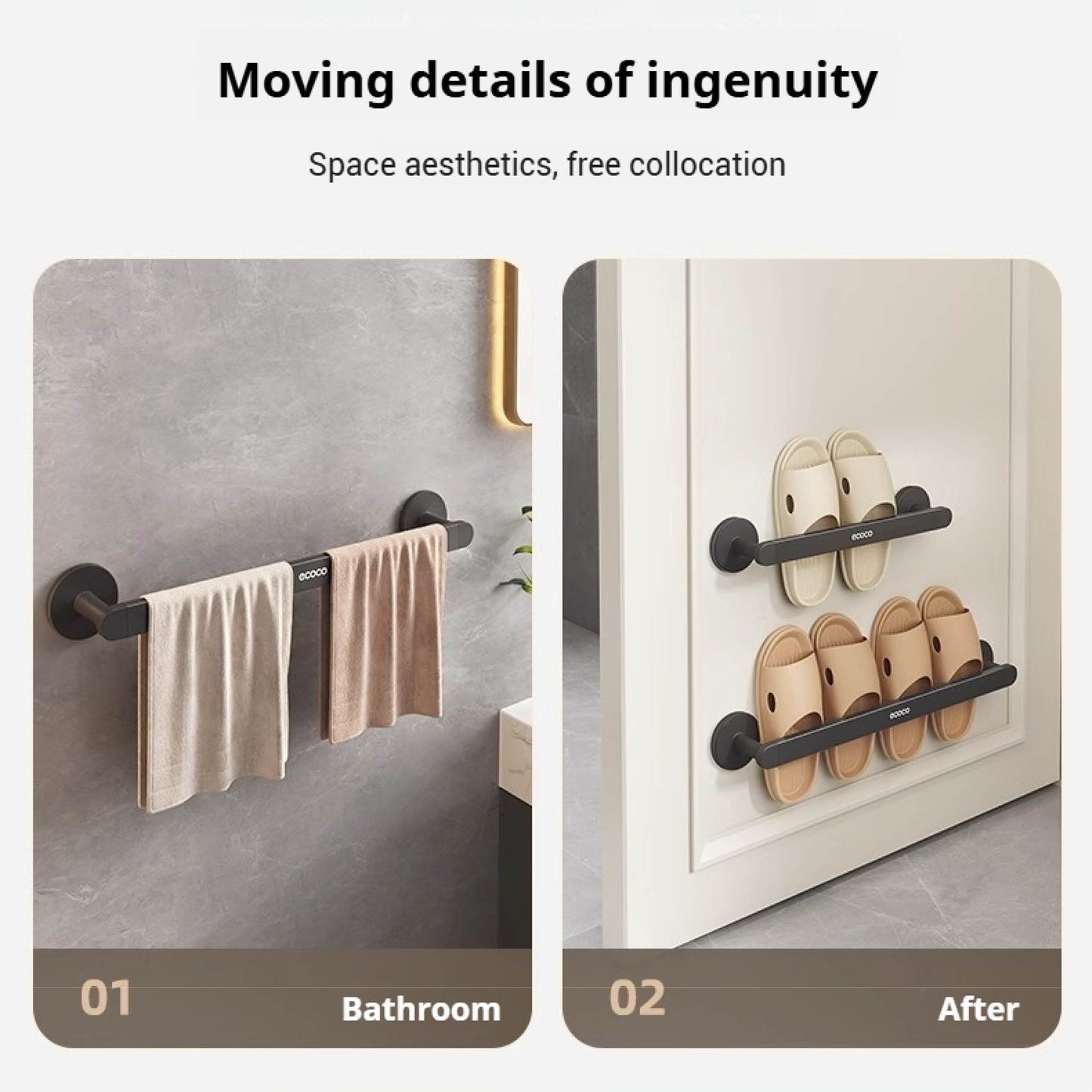 Věšák na ručníky bez vrtání (40cm)