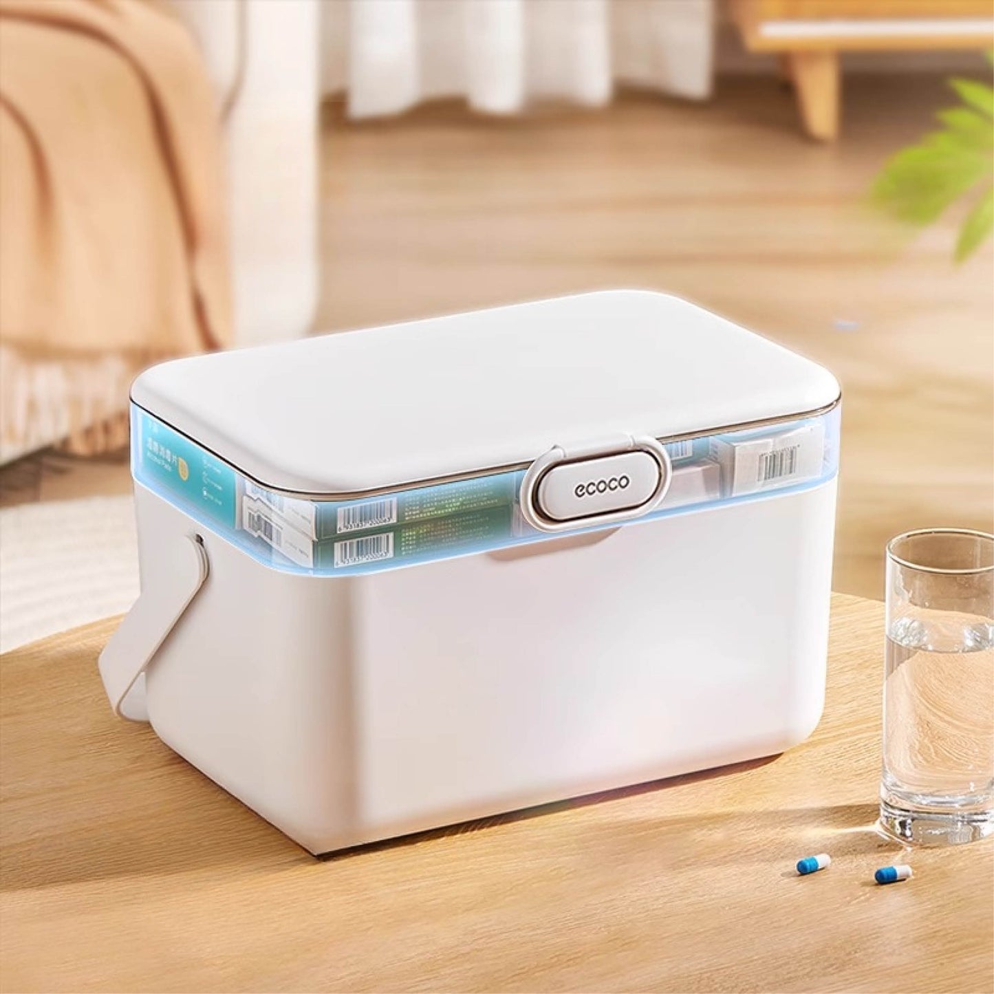 Dvoupatrový organizér na léky