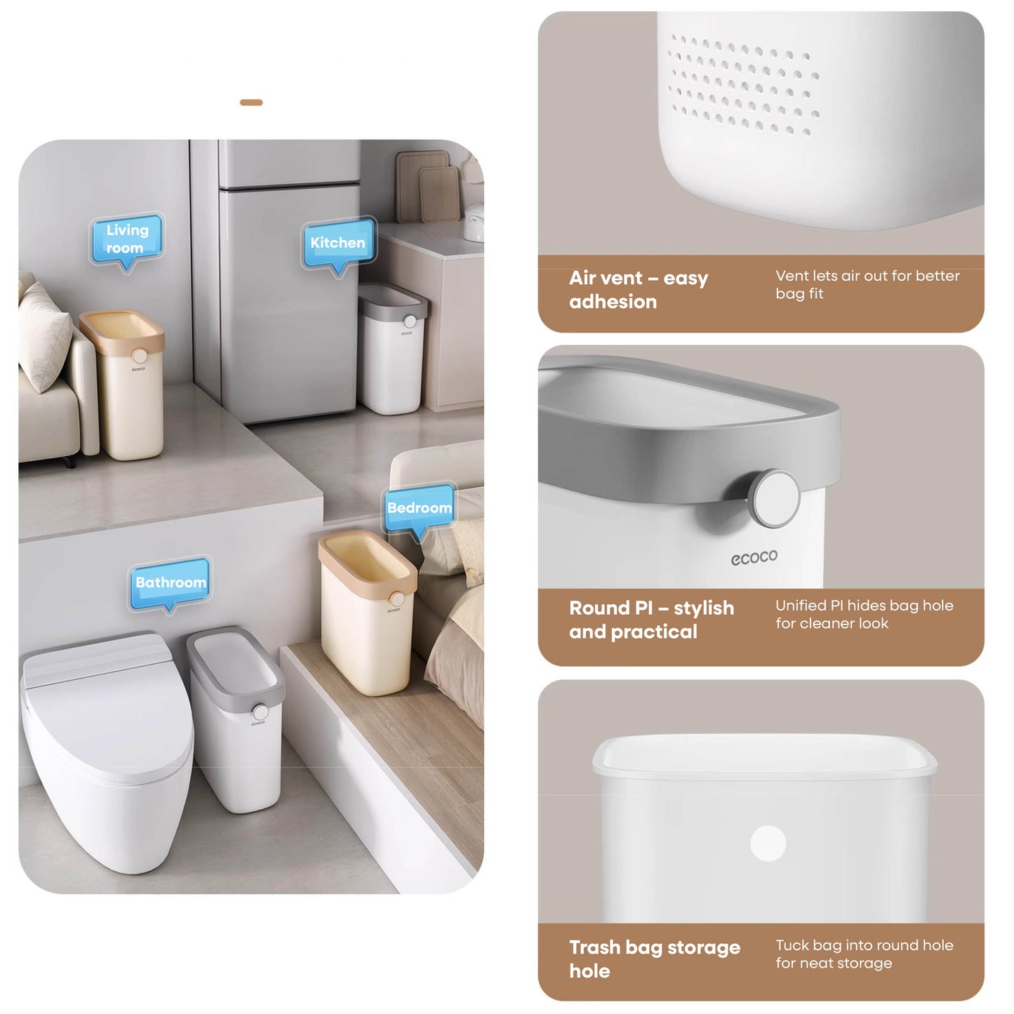 Úzký odpadkový koš bez víka (malý)