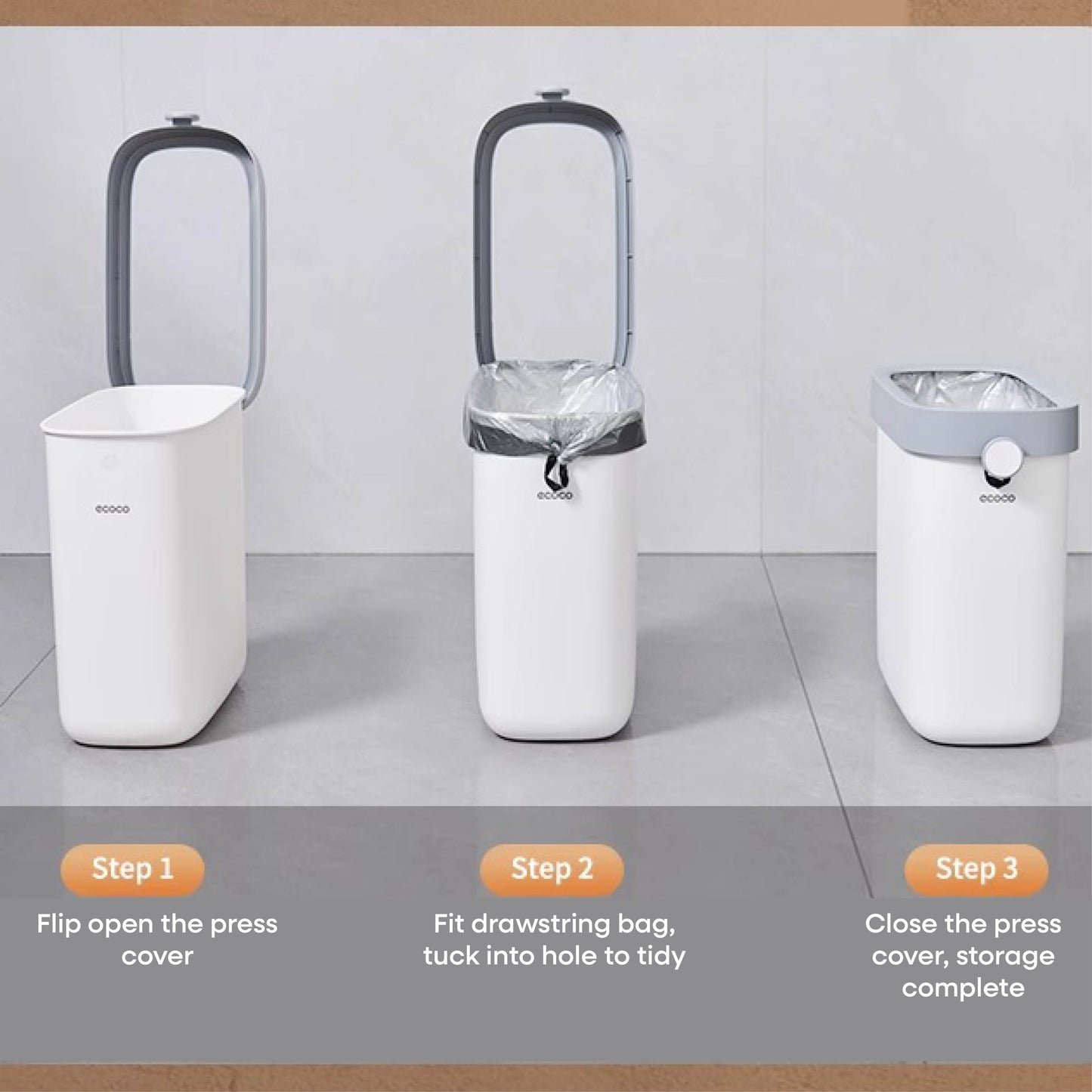 Úzký odpadkový koš bez víka (malý)