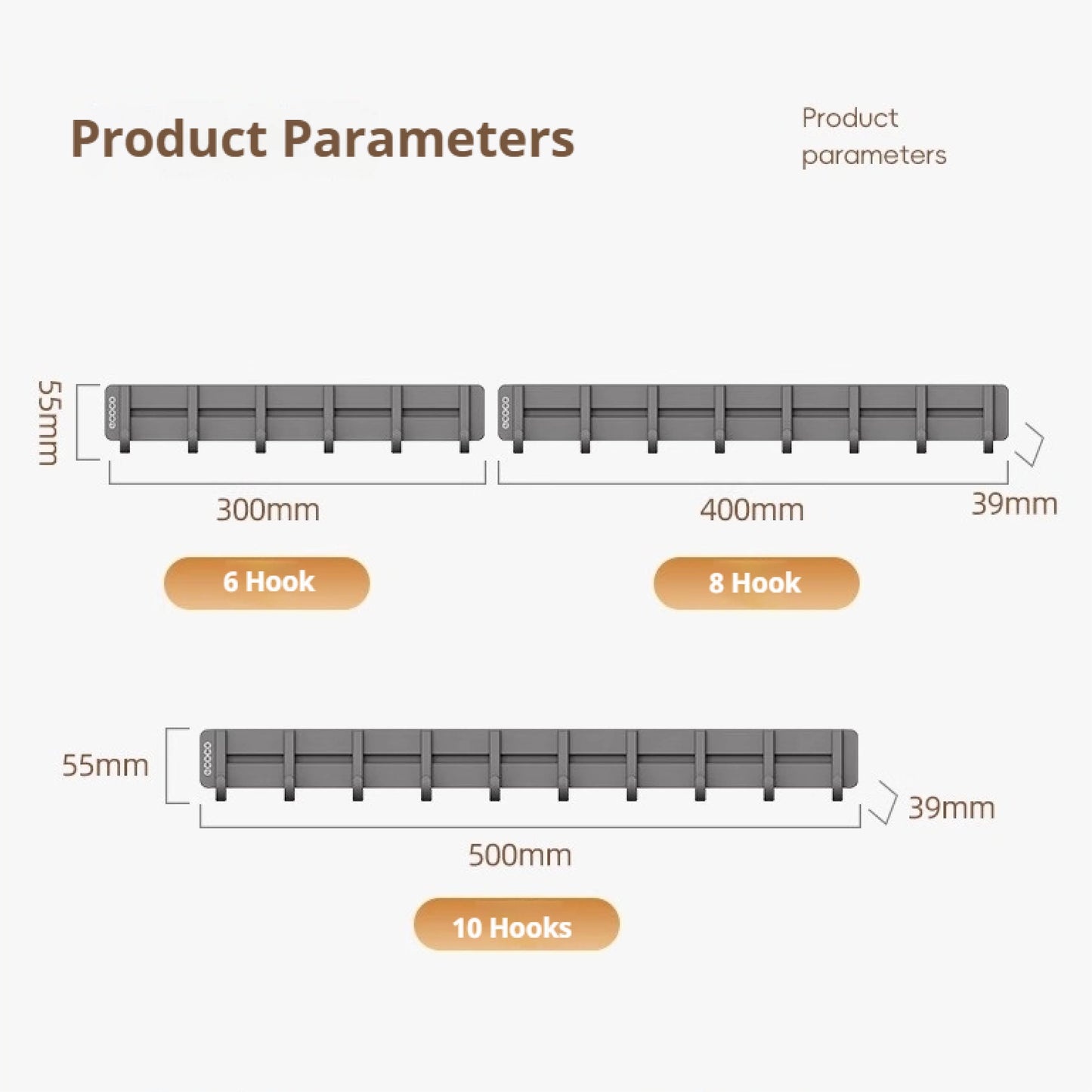 Nástěnný věšák s 8 háčky