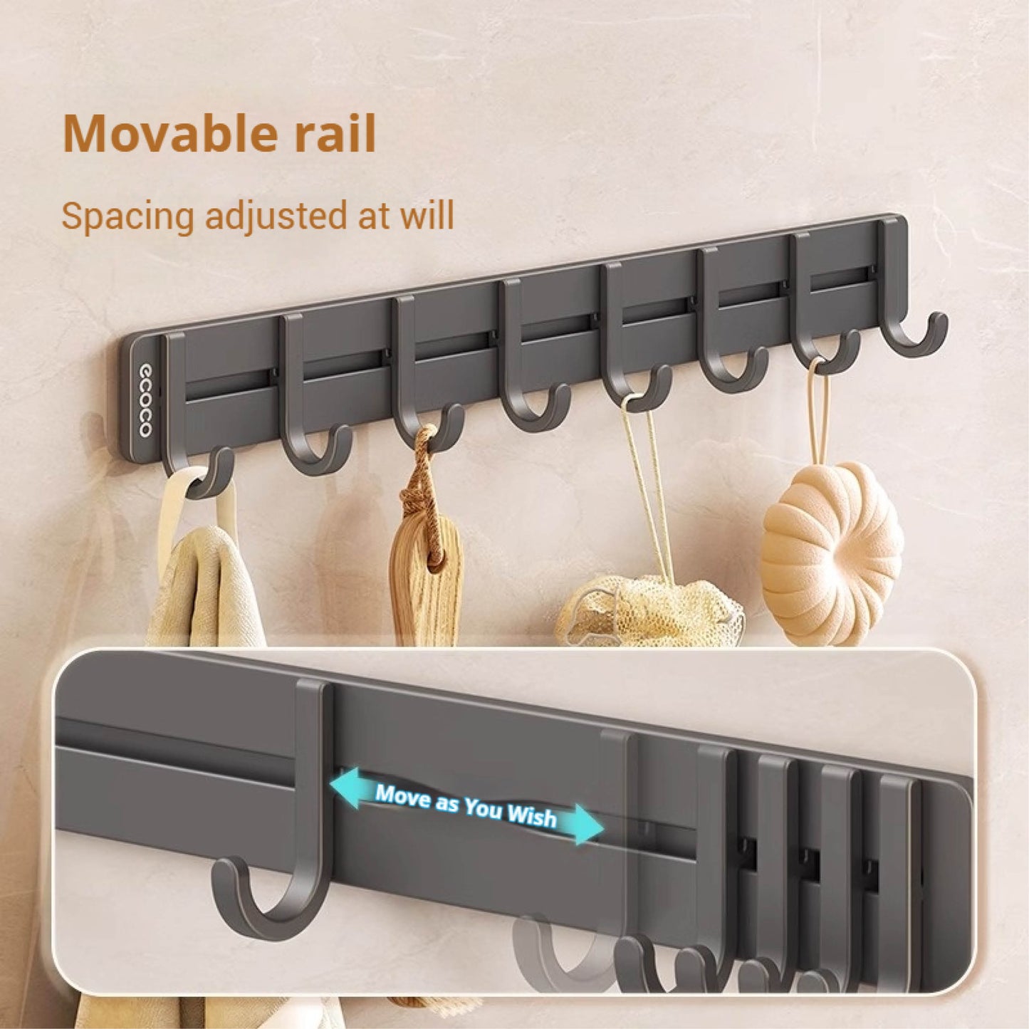 Nástěnný věšák s 8 háčky