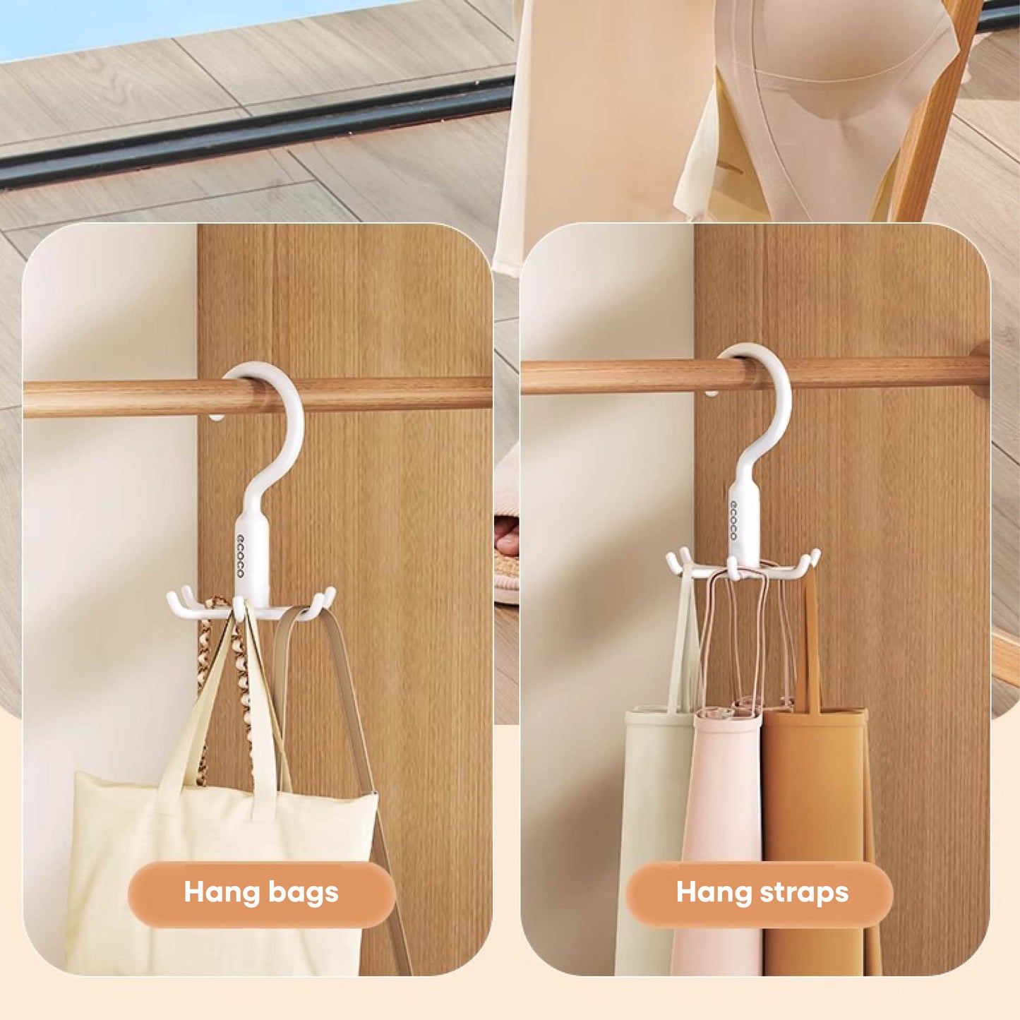 Sada 2 otočného věšáku s 6 rameny