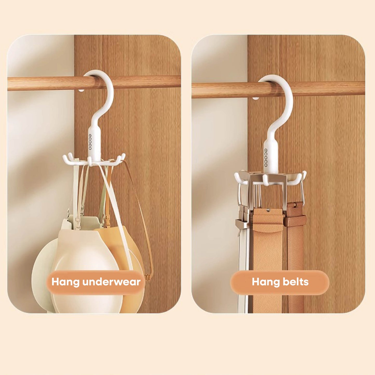 Sada 2 otočného věšáku s 6 rameny