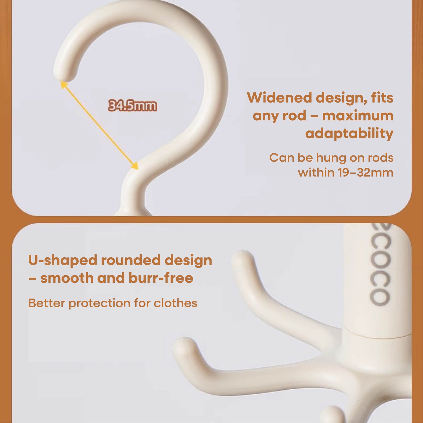 Sada 2 otočného věšáku s 6 rameny